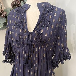 Navy and Gold Dress with fringe by David size L